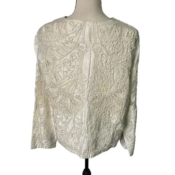 Sandy Starkman Skirt Set Womens‎ 1X White 100% Silk Beaded 3 Piece Vintage - Picture 6 of 16